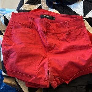 Torrid Red High Waist Denim Shorts